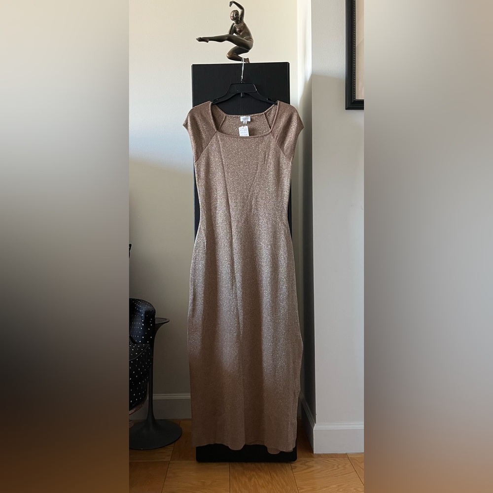 Le Lis Metallic Gold Maxi Dress